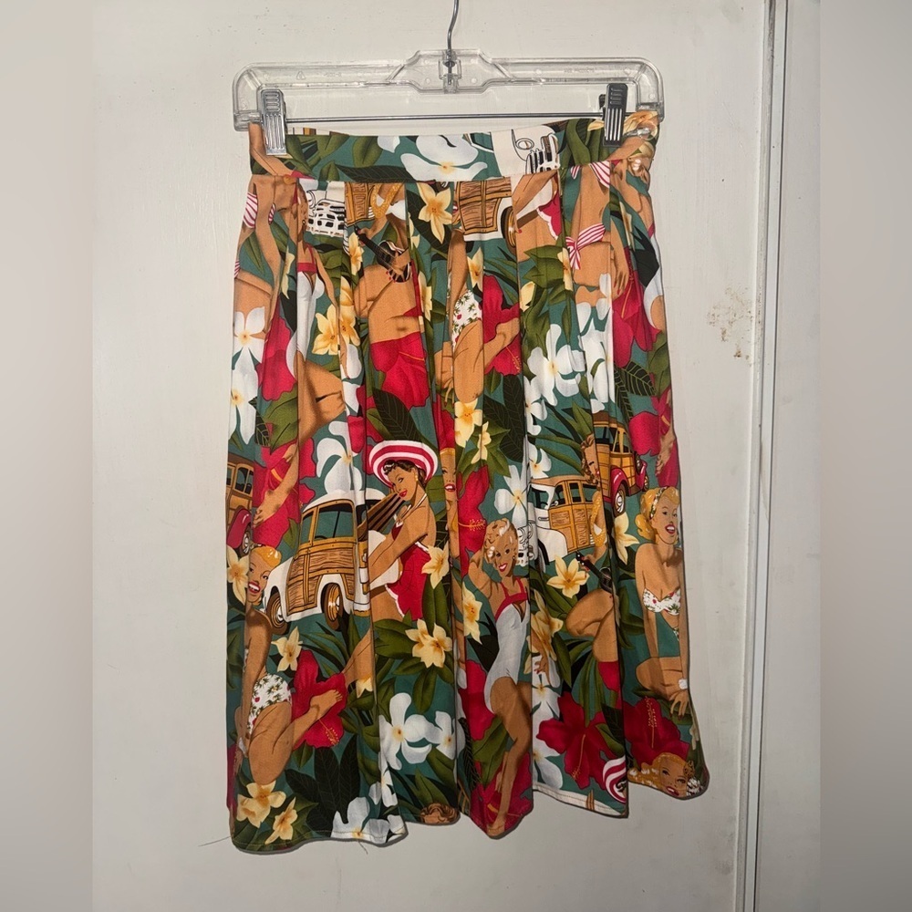 Retro Pinup Girl Floral Circle Skirt by Grace Karin Size small - Picture 4 of 14